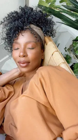 Pekela Riley founder of True + Pure Texture in Sasha Curl Headband Wig speaks to how Mental Wellness fuels her self-love liberation through texture innovation journey