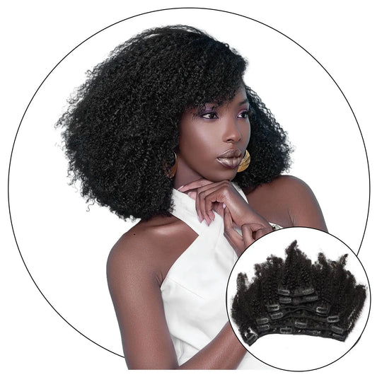 Jasmine Coil clip-in hair extensions, kinky curly 4C afro texture for natural hair by True and Pure Texture