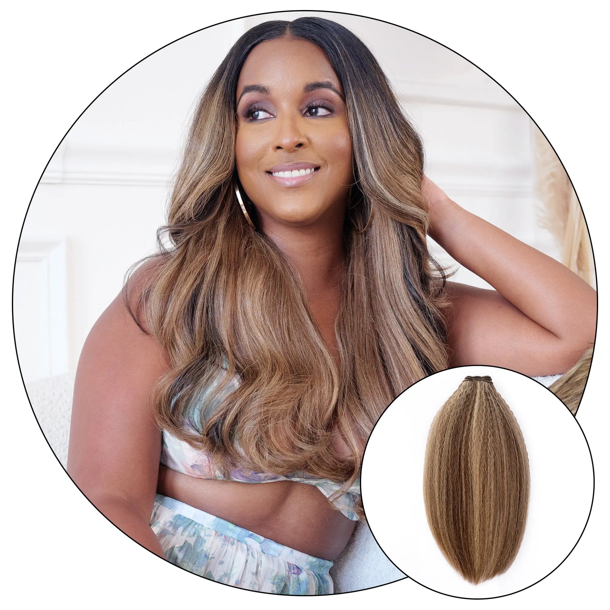 BLONDE-BROWN RELAXED NATURAL HAIR EXTENSIONS True and Pure Texture