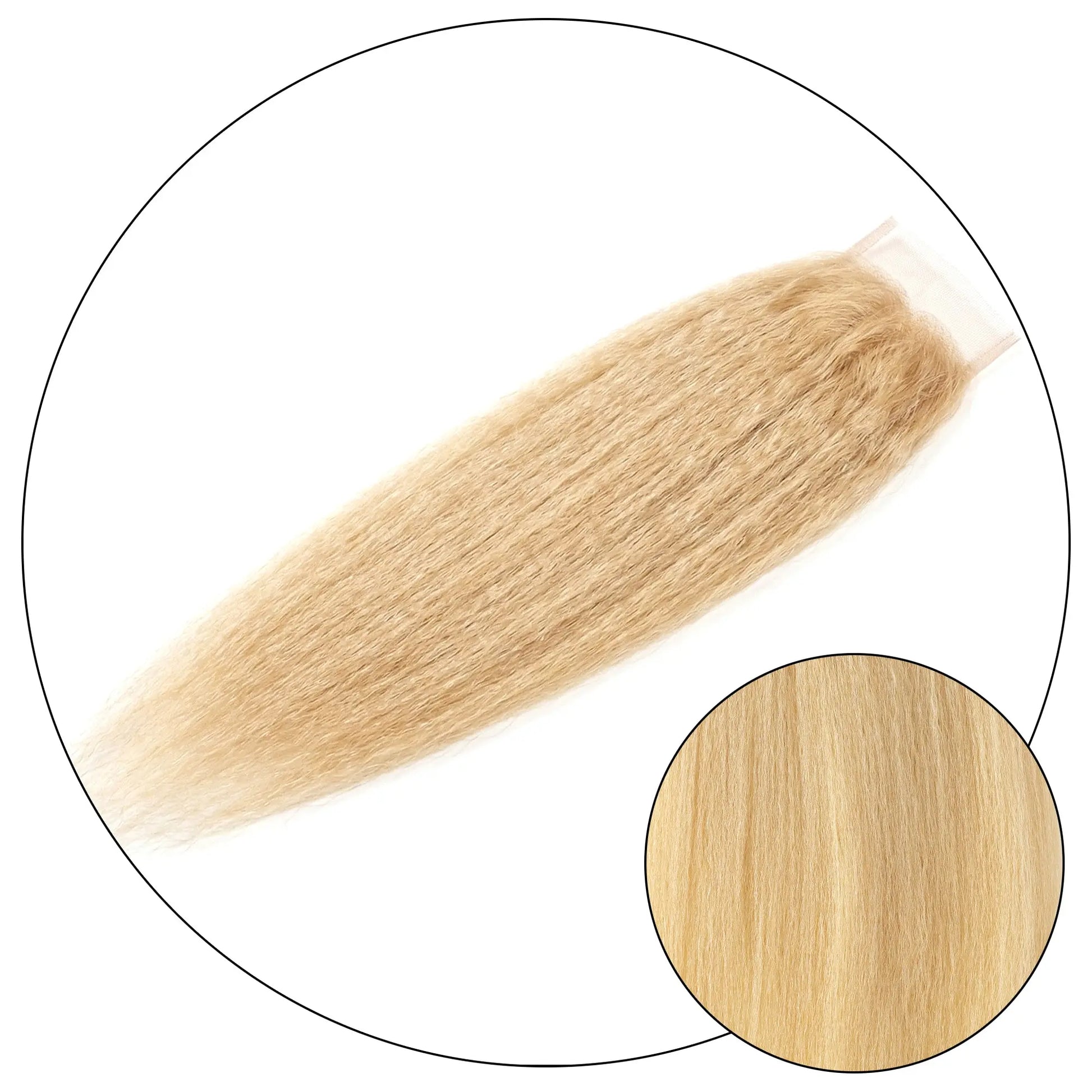 True and Pure Texture Blonde Blonde 613 lace closure for natural hair with relaxed natural kinky straight texture and swatch detail