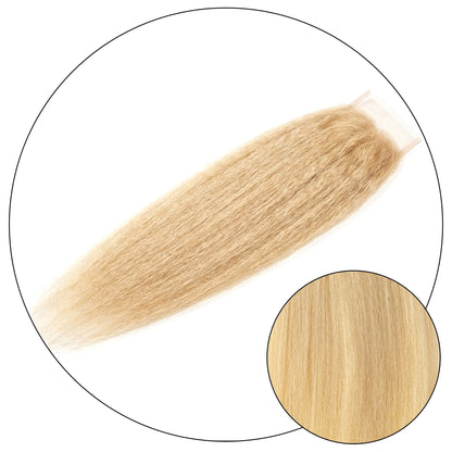 True and Pure Texture Blonde Blonde 613 lace closure for natural hair with relaxed natural kinky straight texture and swatch detail
