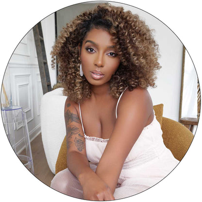 Blonde-Brown Sasha Curl - Clip In Hair Extensions True and Pure Texture