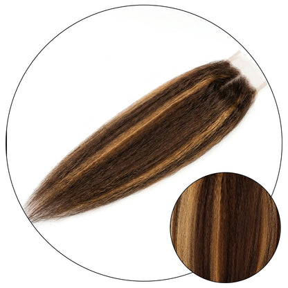 True and Pure Texture Brown Blonde 27/4 lace closure for natural hair with relaxed natural kinky straight texture and blonde highlight swatch detail