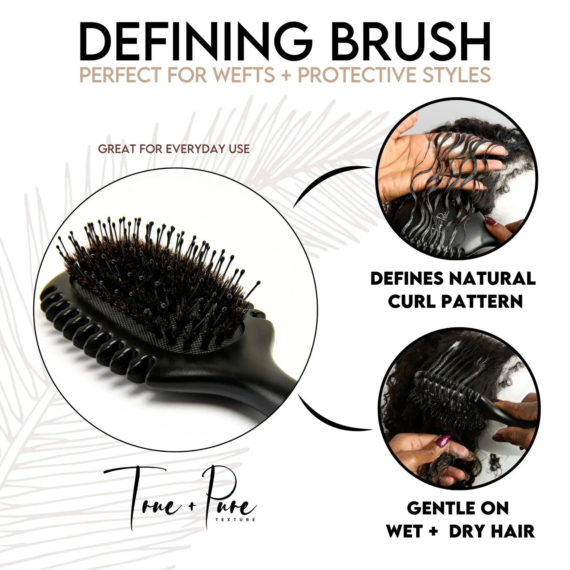 True Detangle Pro Brush with flexible bristles for natural, textured, and curly hair – reduces breakage and detangles effortlessly