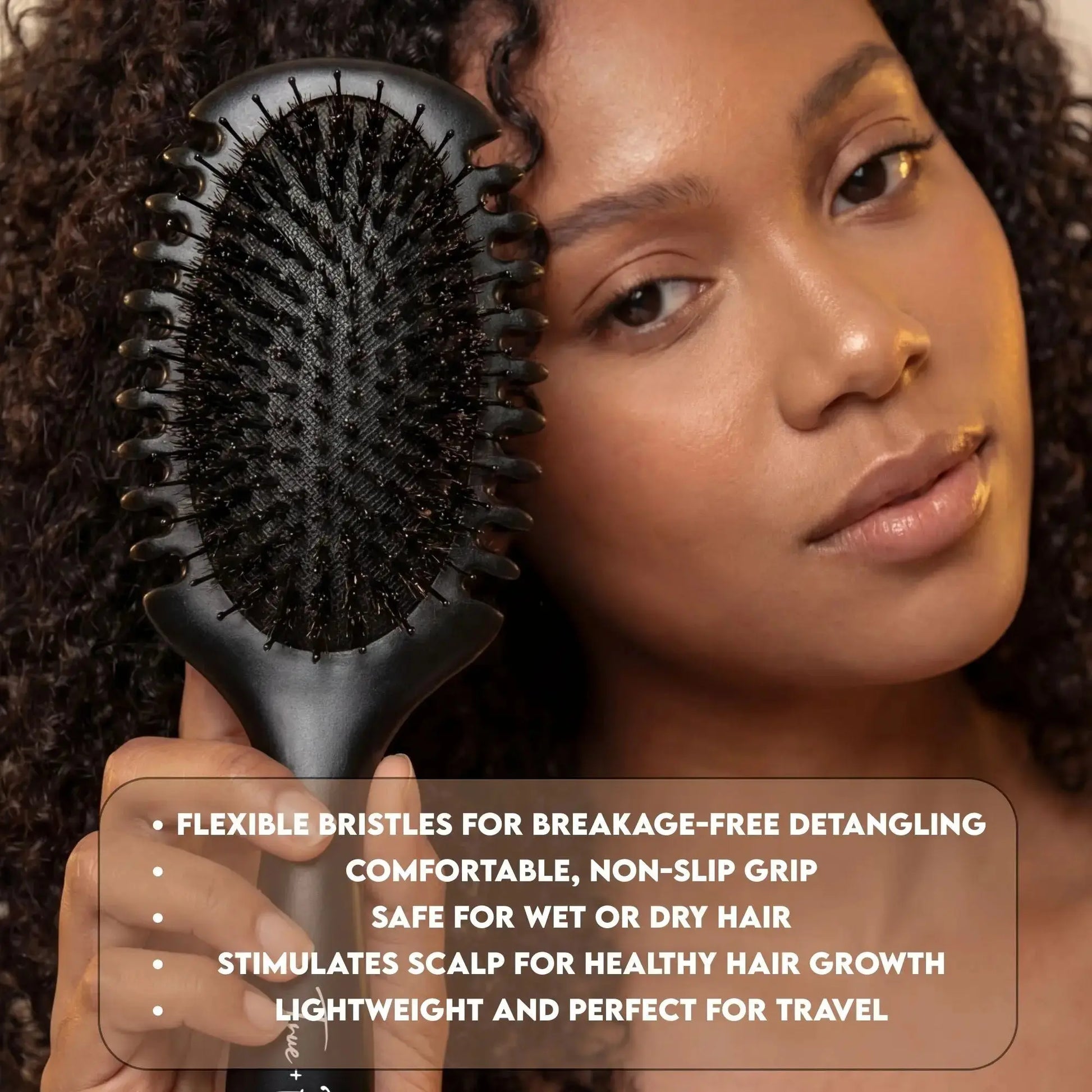 True Detangle Pro Brush with flexible bristles for natural, textured, and curly hair – reduces breakage and detangles effortlessly
