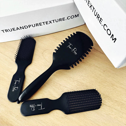 True Detangle Pro Brush with flexible bristles for natural, textured, and curly hair – reduces breakage and detangles effortlessly
