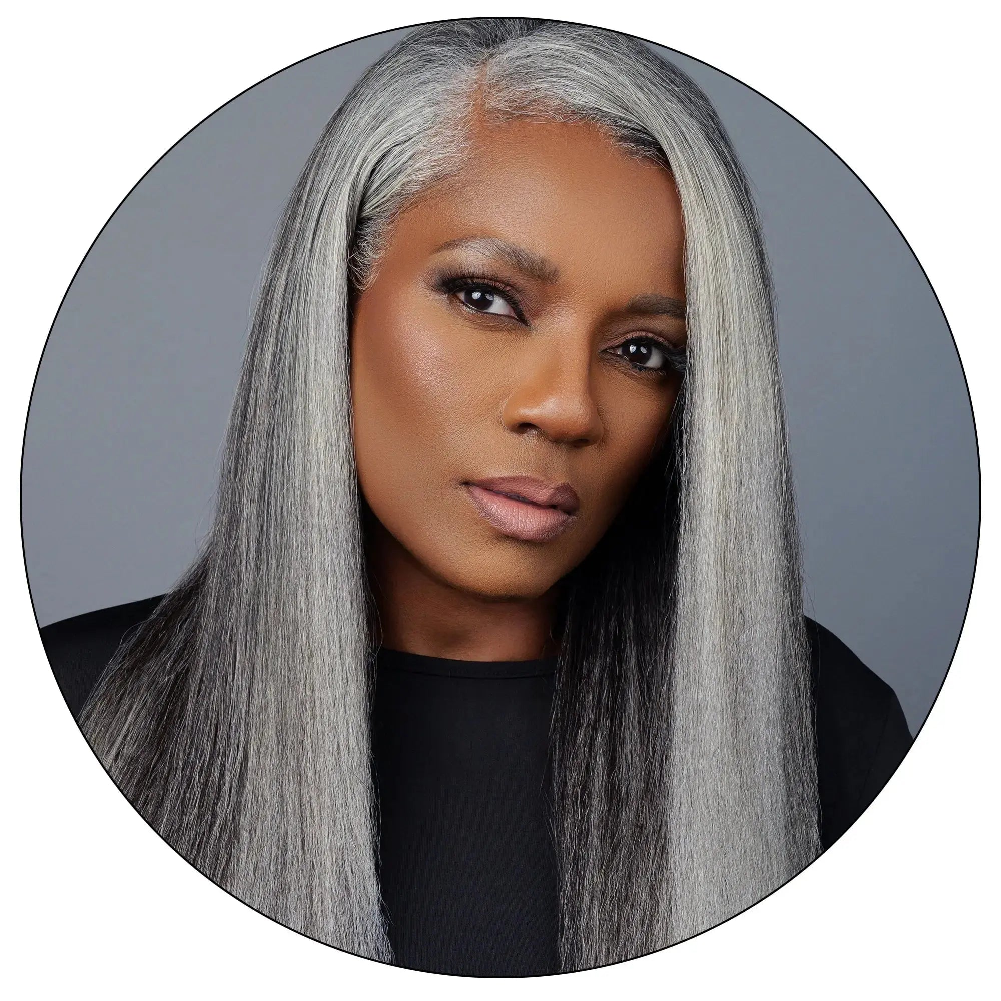 Gray Relaxed Natural Hair Extensions – Salt and Pepper Blowout