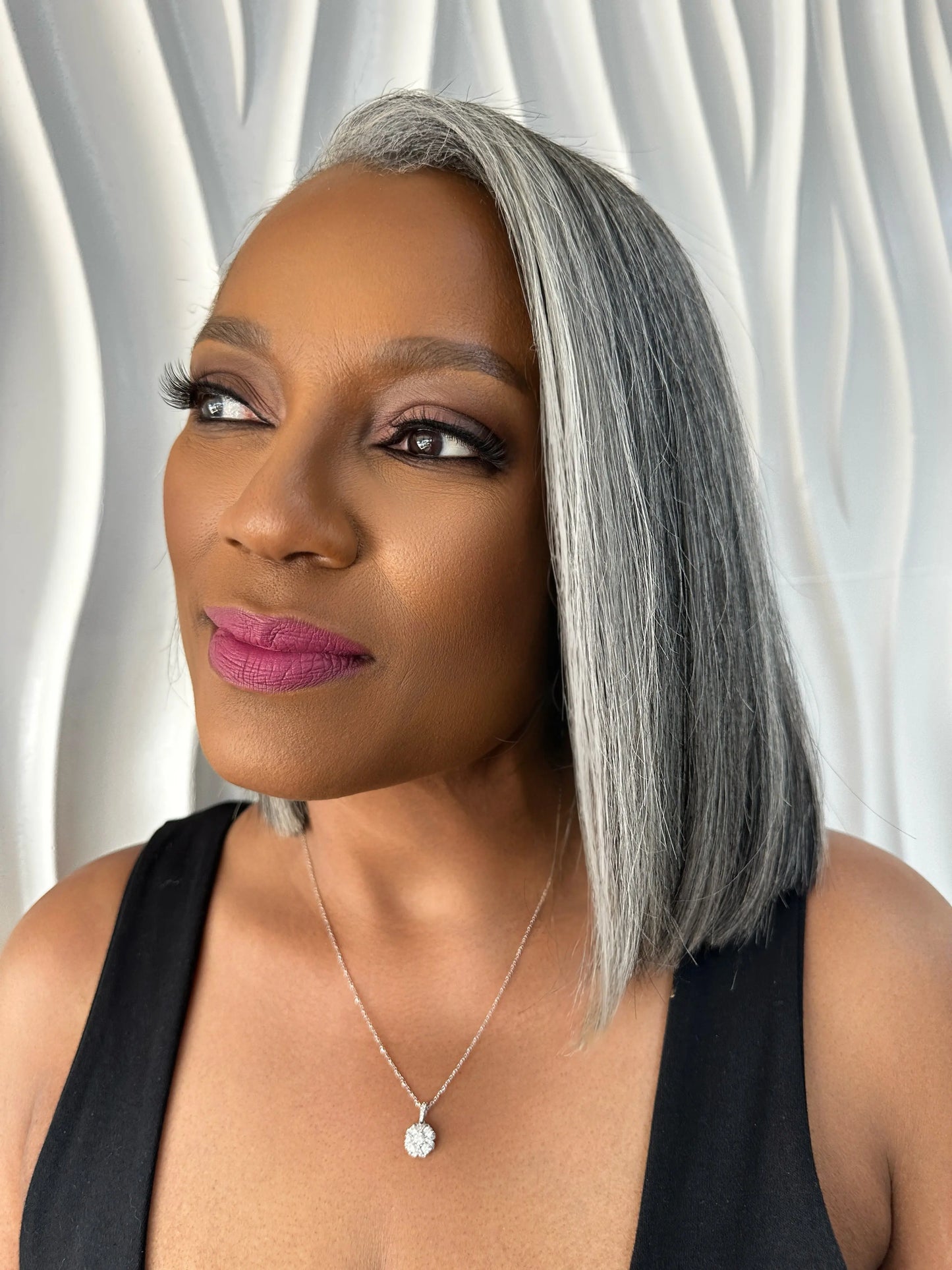Gorgeous Gray Relaxed Natural Extensions –  Natural Blowout Kinky Straight True and Pure Texture