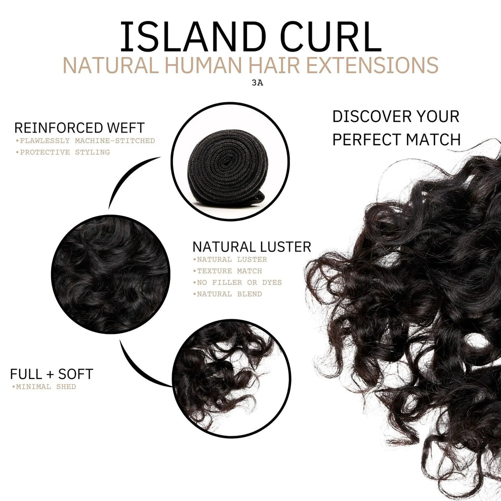 Weft/Bundle Island Curl Natural Human Hair Extensions – True and Pure ...