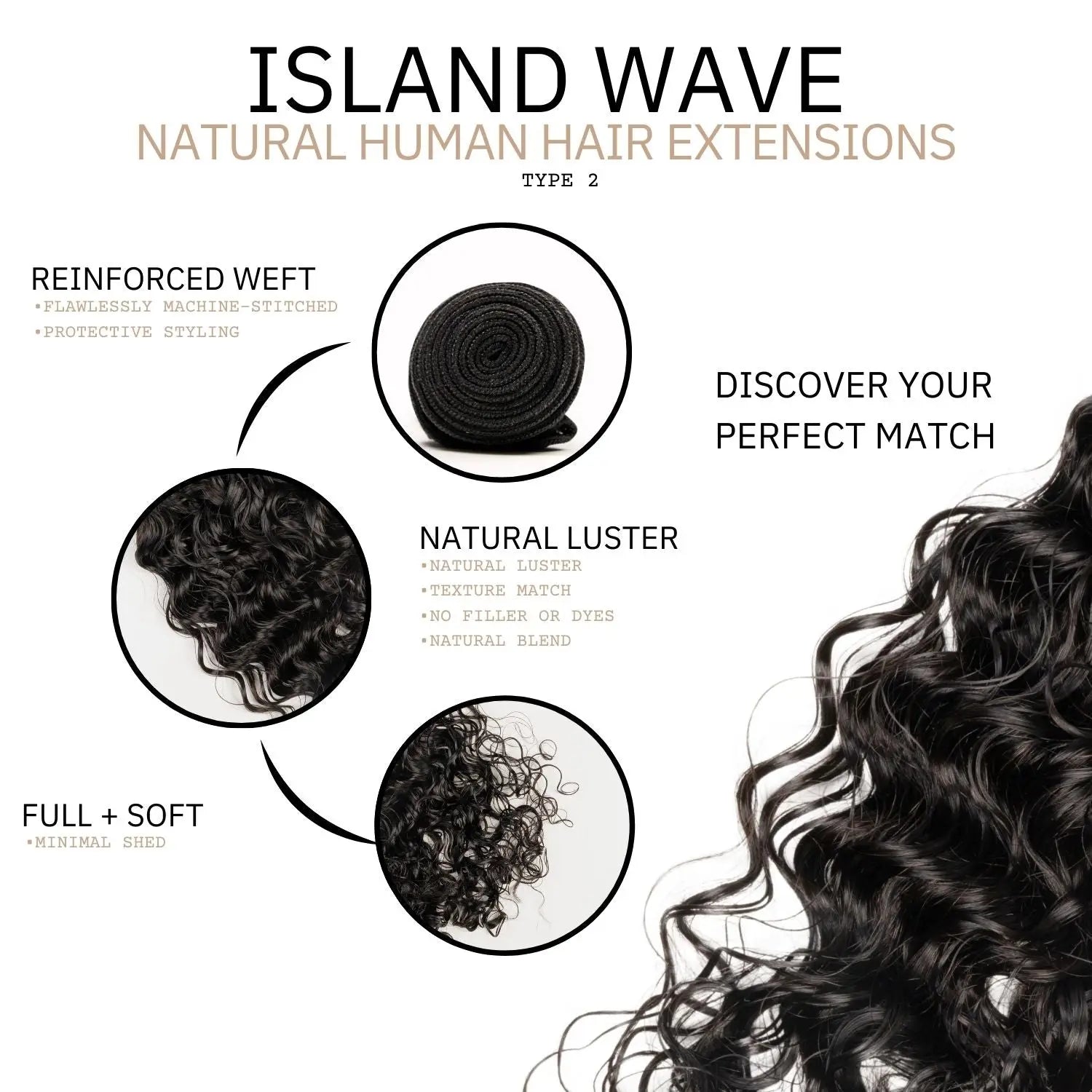 Natural Hair Extensions Island Wave Order Now True Pure Texture Natural Dark Brown 20