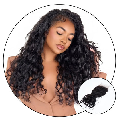 Island Wave Virgin 4x4 Lace Closure for Type 2 Hair True and Pure Texture
