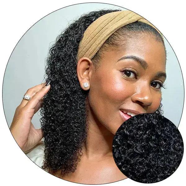 Jasmine Coil headband wig, 4C kinky curly afro texture easy wear natural hair wig by True and Pure Texture