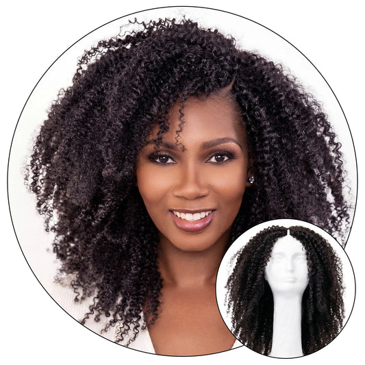 Jasmine Coil Afro kinky curly TruPart luxury raw hair V part U part wig seamless natural blend better than half wig