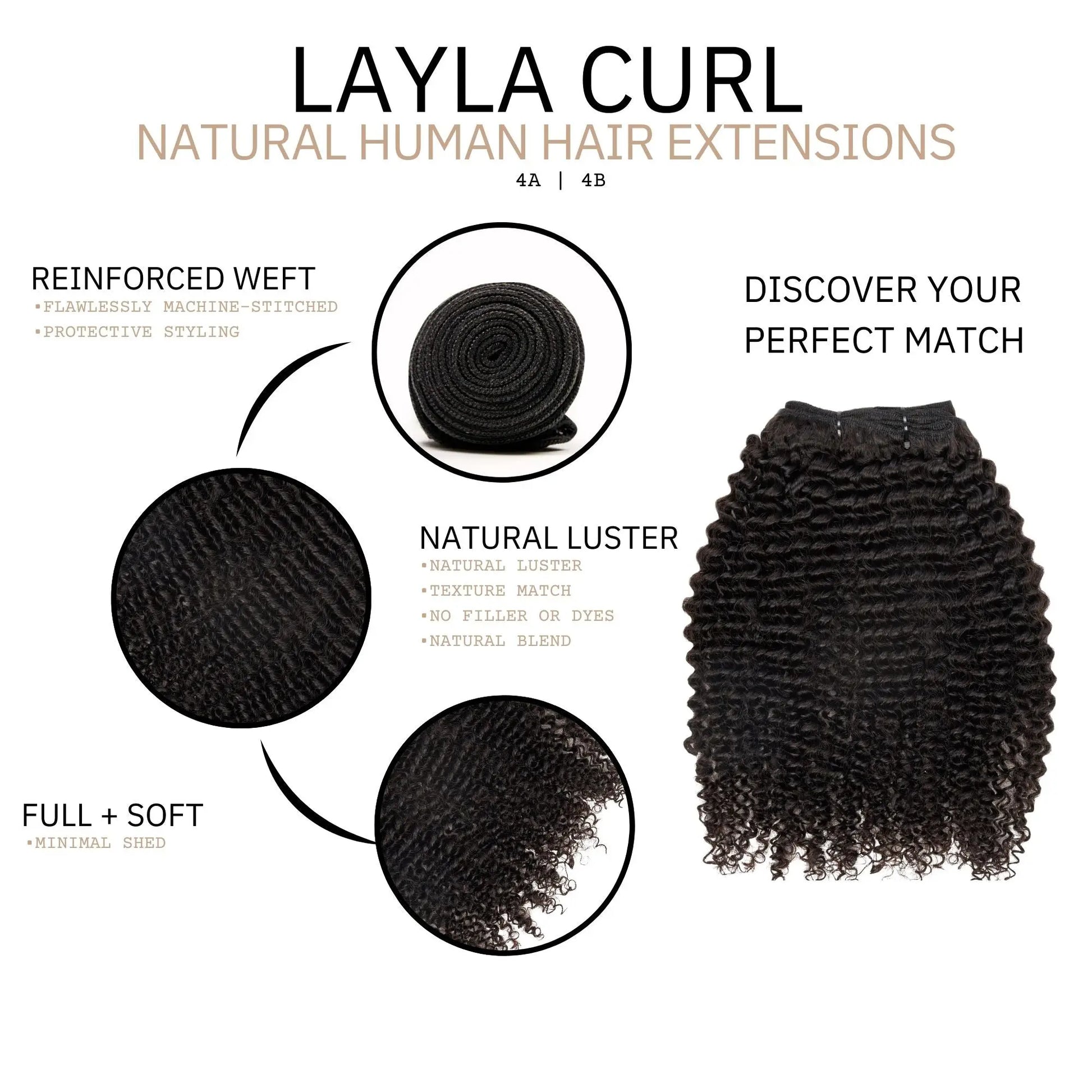 LAYLA CURL - NATURAL HAIR EXTENSIONS True and Pure Texture