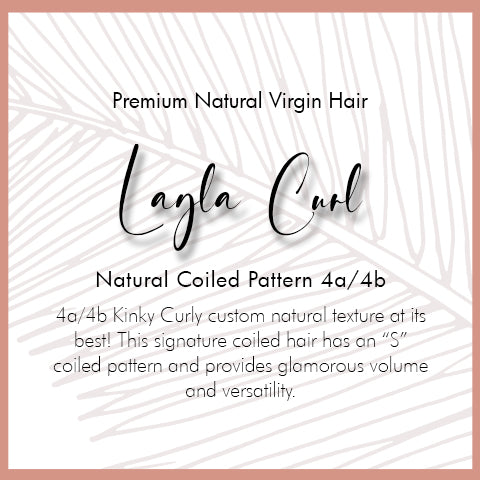 4a/4b Kinky Curly custom natural texture at its best! This signature coiled hair has an “S” coiled pattern and provides glamorous volume and versatility.