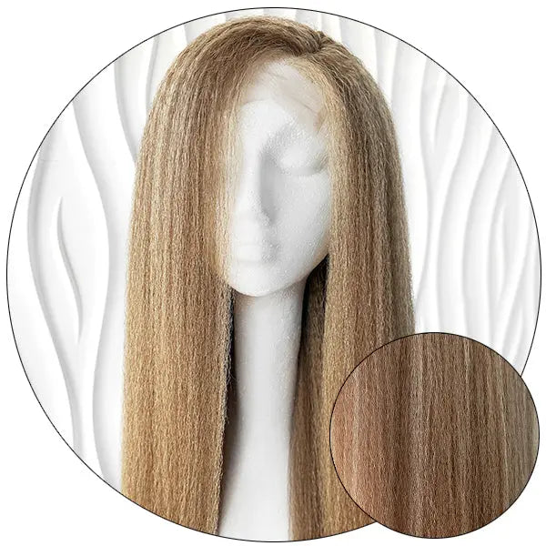 Blonde Brown Lace Closure Wig with natural blowout texture