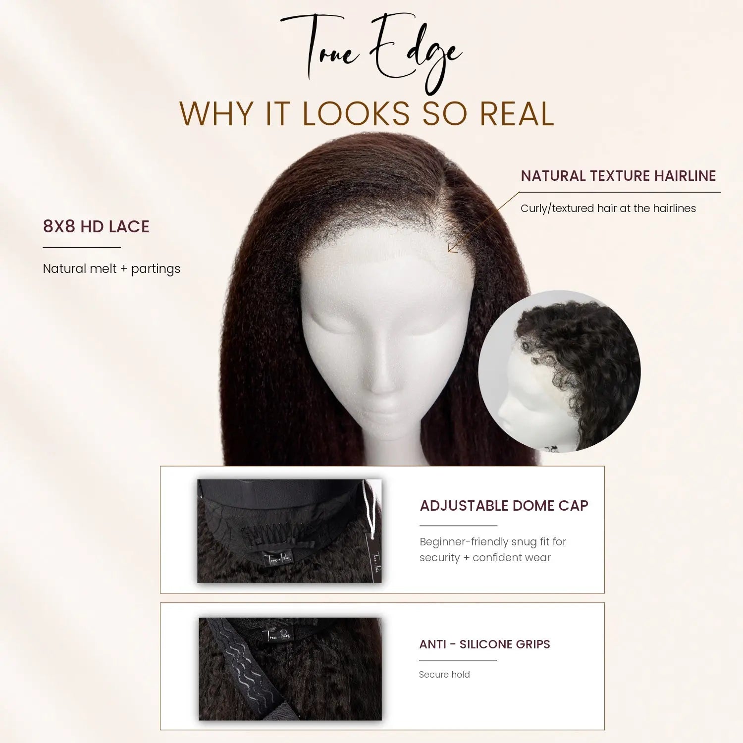 RELAXED NATURAL - LACE CLOSURE WIG True and Pure Texture