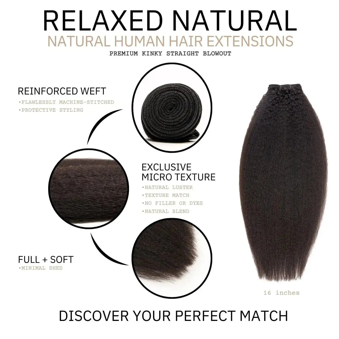 RELAXED NATURAL - NATURAL HAIR EXTENSIONS - True and Pure Texture