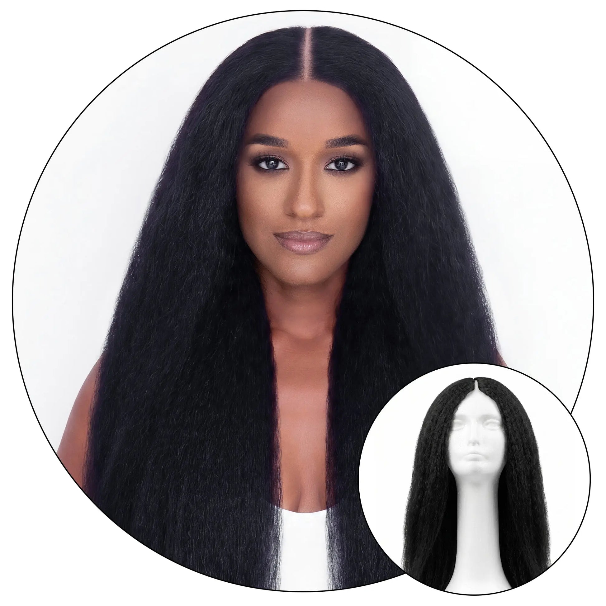 Relaxed natural kinky straight TruPart luxury V part U part wig seamless blowout texture hair extensions