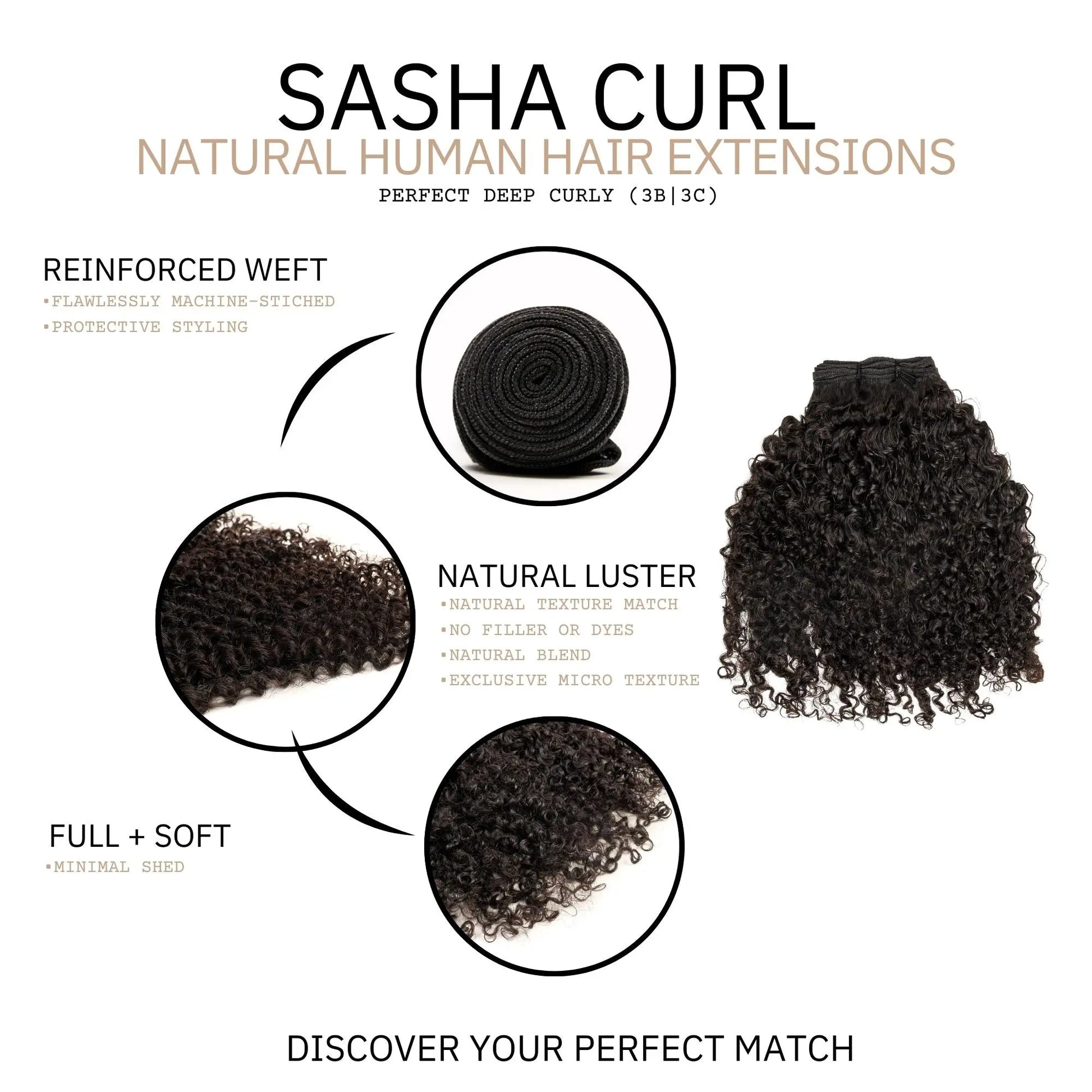 SASHA CURL -  NATURAL HAIR EXTENSIONS True and Pure Texture