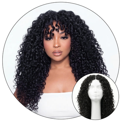Sasha curl deep curly TruPart raw hair luxury V part U part wig seamless 3B 3C curly extensions