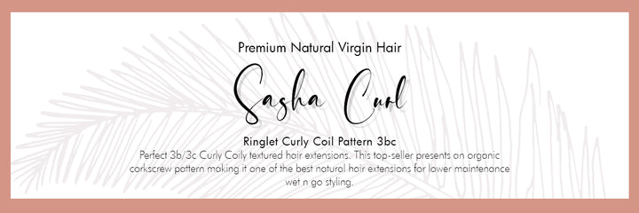 Perfect 3b/3c Curly Coily textured hair extensions. This top-seller presents an organic corkscrew pattern making it one of the best natural hair extensions for lower maintenance wet n go styling.  