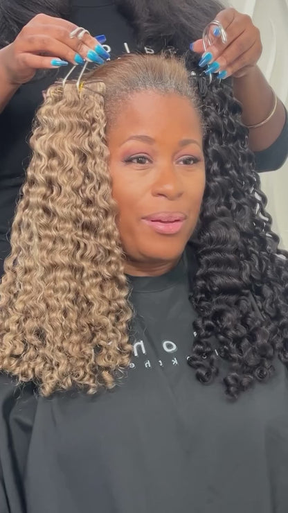 BLONDE BROWN SASHA CURL - NATURAL HAIR EXTENSIONS