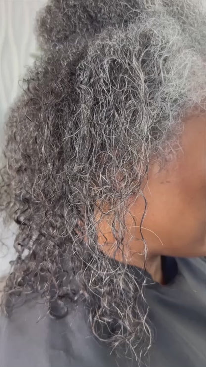 Gorgeous Gray Relaxed Natural Extensions –  Natural Blowout Kinky Straight