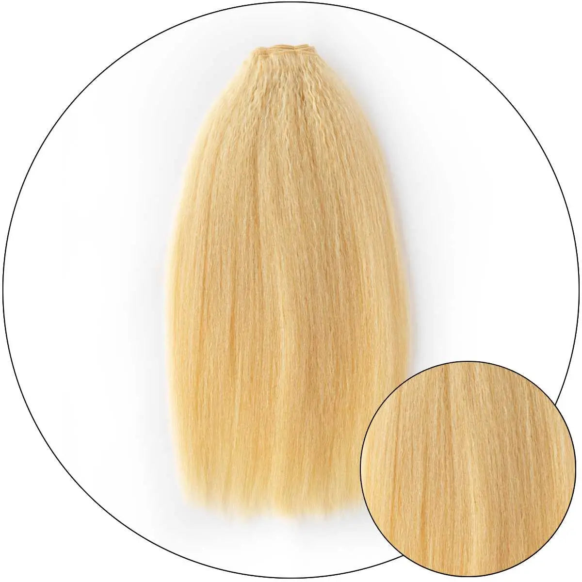True and Pure Texture Blonde Blonde 613 relaxed natural kinky straight hair extension weft bundle with texture swatch for textured hair