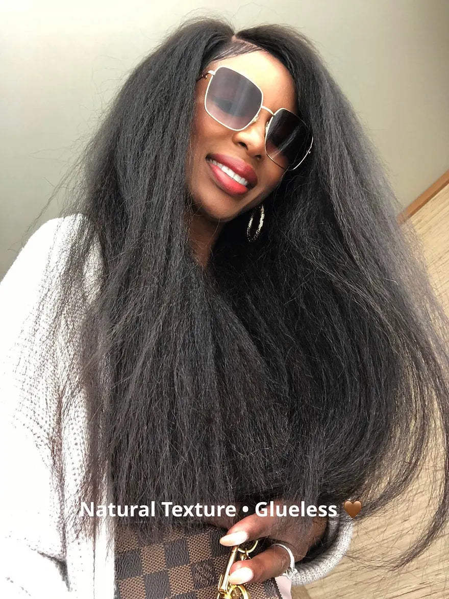 Dark Gray Synthetic Lace Front Wig Natural Long Straight Free